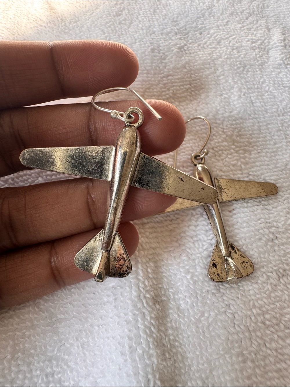 Silver Airplane Dangle Earrings - Women's Jewelry